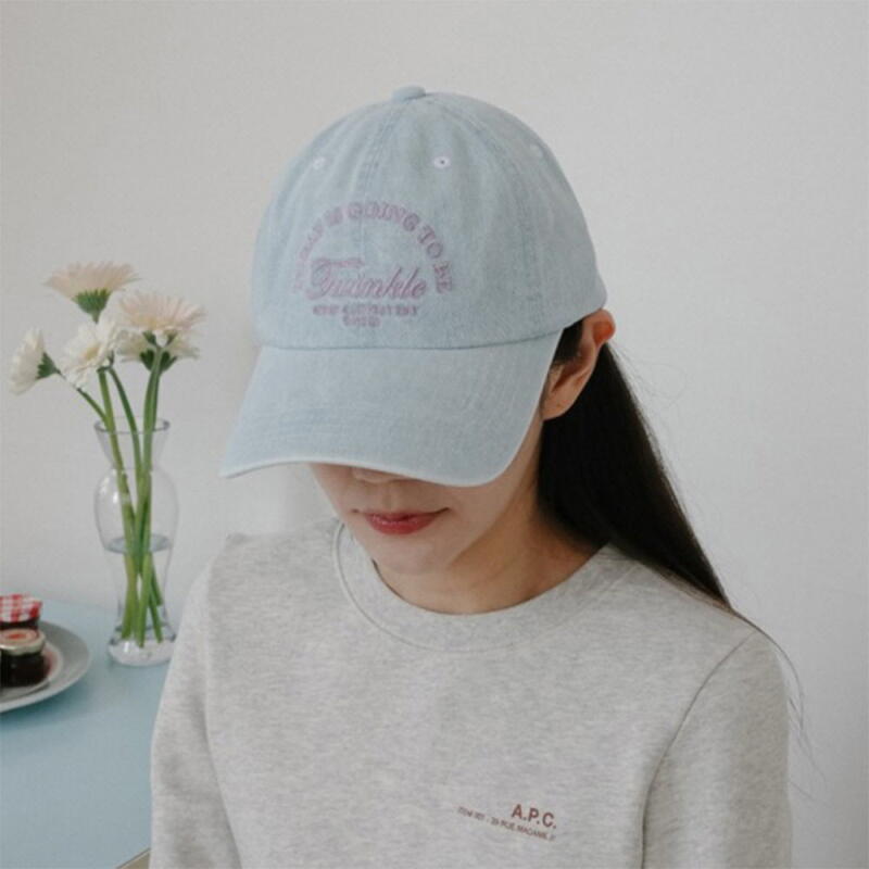 Women s denim ball cap cursive campus look hat C8072_Jincheong