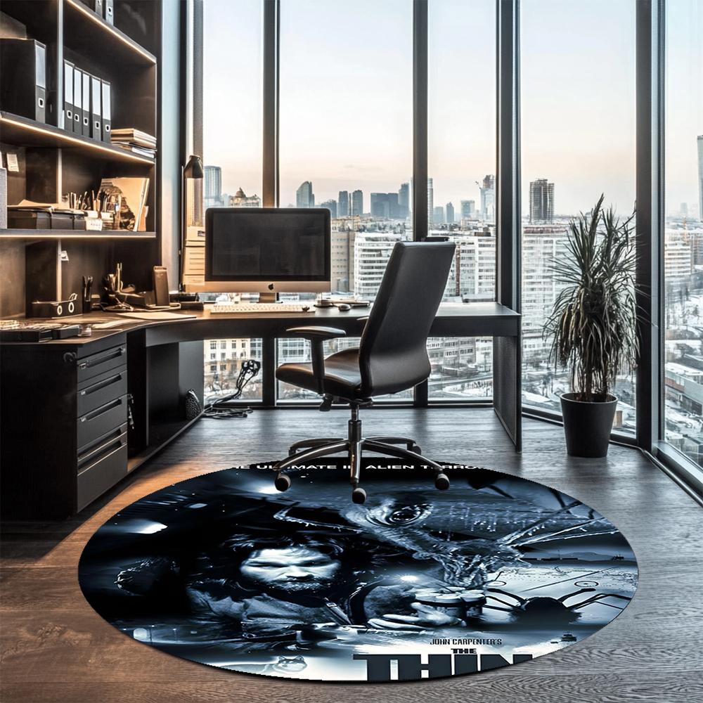 The Thing Printed Round Rug Carpet Chair Rug Area Rug Entryway Doormats,for Office Chair Living Room Bedroom Kitchen Room.