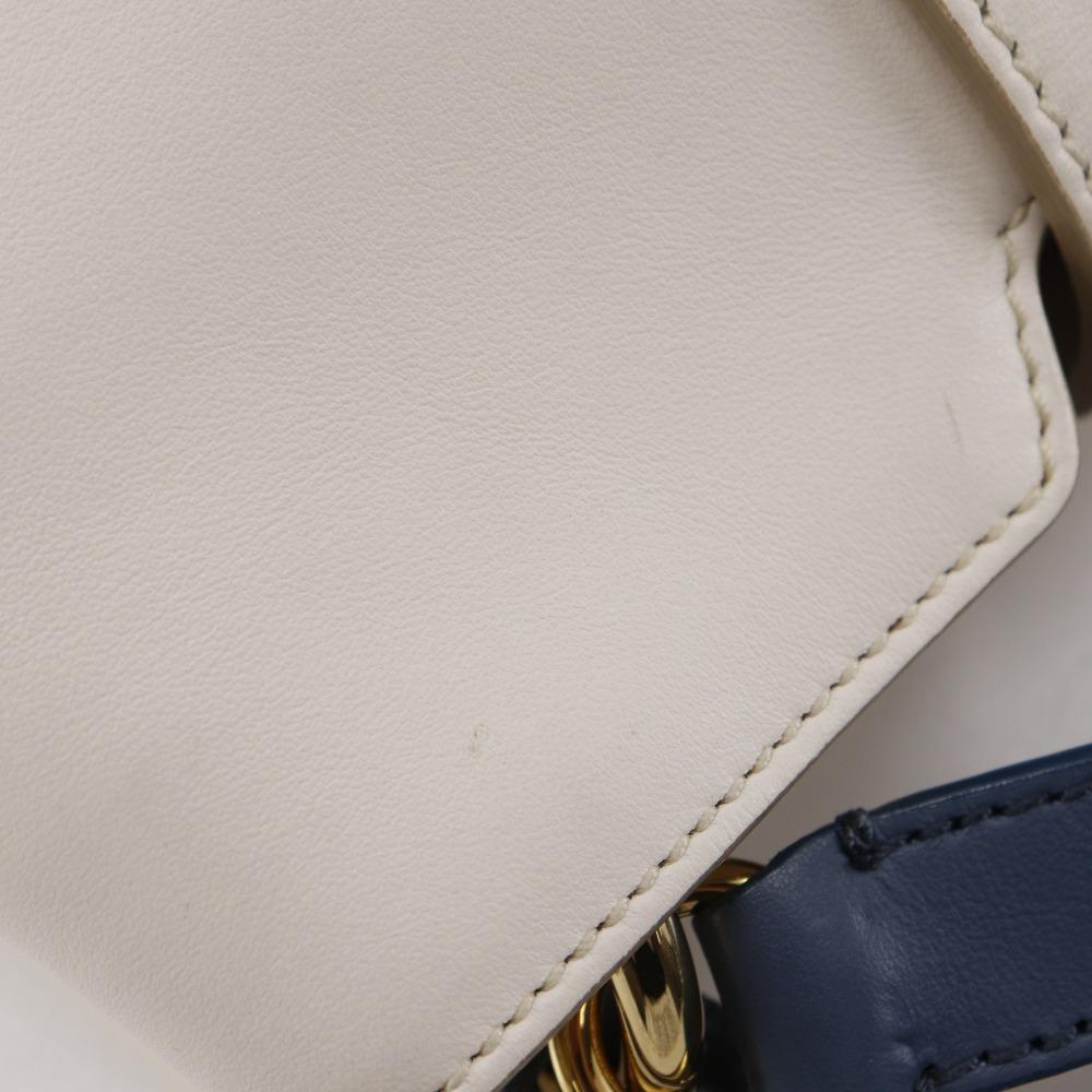 Bally Janelle Handbag JORAH 2WAYShoulder White / Blue Leather Women Used