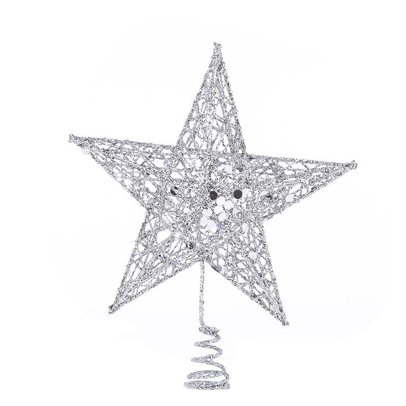 Christmas Pentagram Iron Ornament Tree Top Star Sequin Stand Pentagram Christmas Decoration Supplies