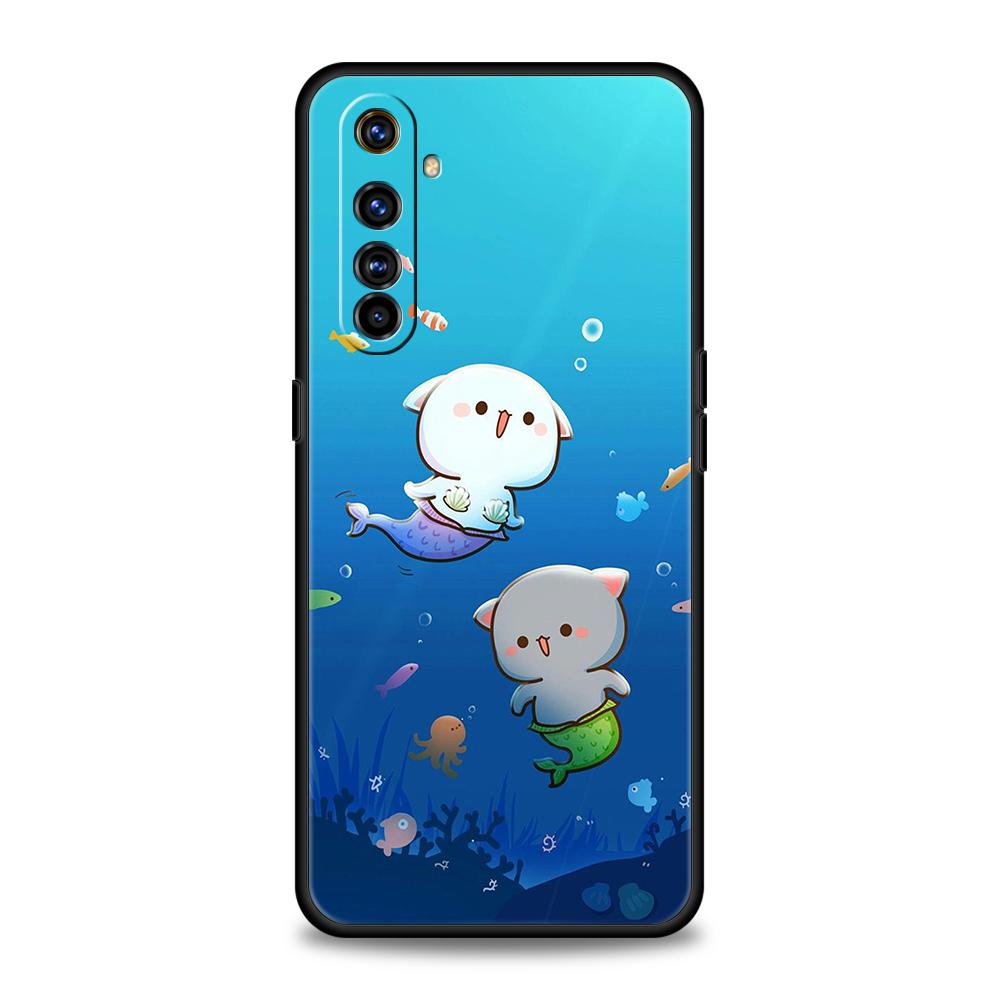 Peach And Goma Cat Phone Case for Realme 8 9 Pro Plus 8i 9i 6 7 GT2 C21 C25 C3 C11 11 Pro 5G Plus Shockproof Silicone Shell Bags