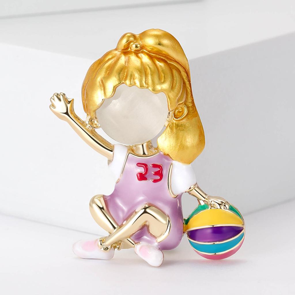 Fashion No. 23 Basketball Little Girl Brooch Niche High-End Women'S Dress Suit Accessories Corsage Matching
