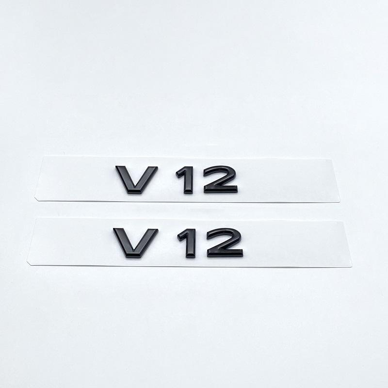 

New style Chrome Black Letters V12 Car Logo Emblem Trunk Styling Sticker for Benz Maybach S680 S500L S600L S63 S65 S65L Glossy Black