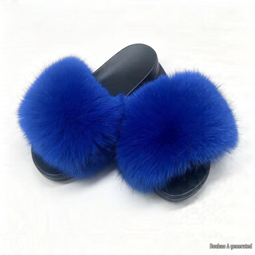 2026 Korean Summer Women's Fashion Slippers: Comfortable, Non-slip, Single Strap, Furry, Casual, Outdoor Wear.