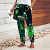 Women Butterfly Printing Pants Lace Up Elastic Waist Loose  Trousers Casual Long Pants Trousers with Pockets