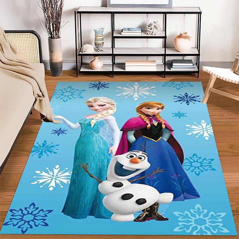 Frozen-themed floor protection rug, Elsa princess cartoon rug, suitable for room décor and as a gift.