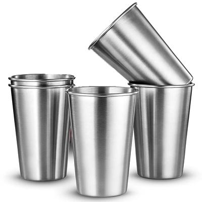 5Pcs Stainless Steel Pint Cups, 17Oz Stackable Tumblers, Metal Beer Mugs for Outdoors Travel - Drinkware
