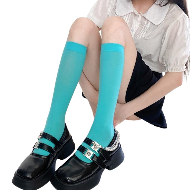 Colorful Calf Socks Velvets Knee High Stockings Lightweight Breathable Knee High Socks Student Girls Middle Tube Socks
