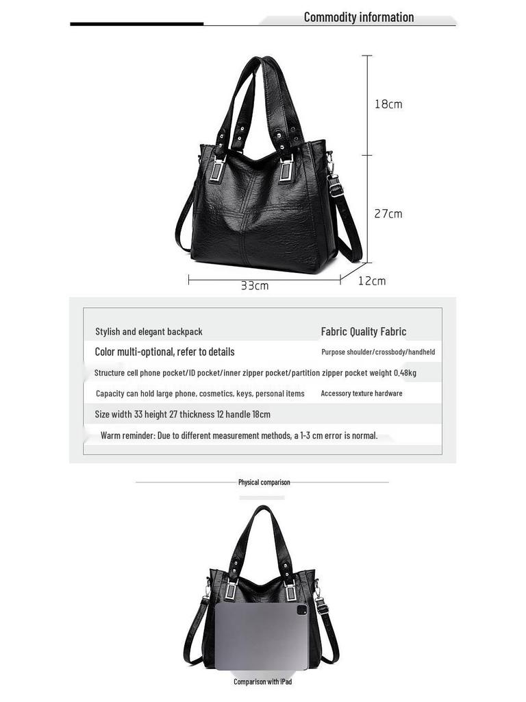 Cross-border Women's Handbag 2025 - Large Capacity Soft Leather Tote and Crossbody Bag