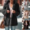 Jaqueta Cardigan de Pelúcia Quente para Mulheres Abertura Frontal Manga Longa Casaco Outono Inverno