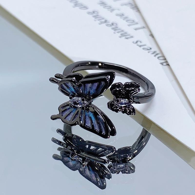Vintage Halloween Spider Crow Open Ring - Trendy Punk Stacking Finger Ring for Women
