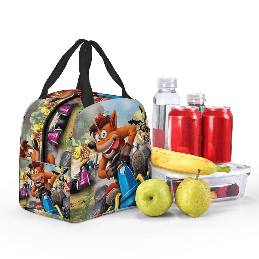 Crashs Bandicoots Cartoon Merch Insulated Lunch Bags For Work Video Game Food Container Leakproof Cooler Thermal Lunch Box