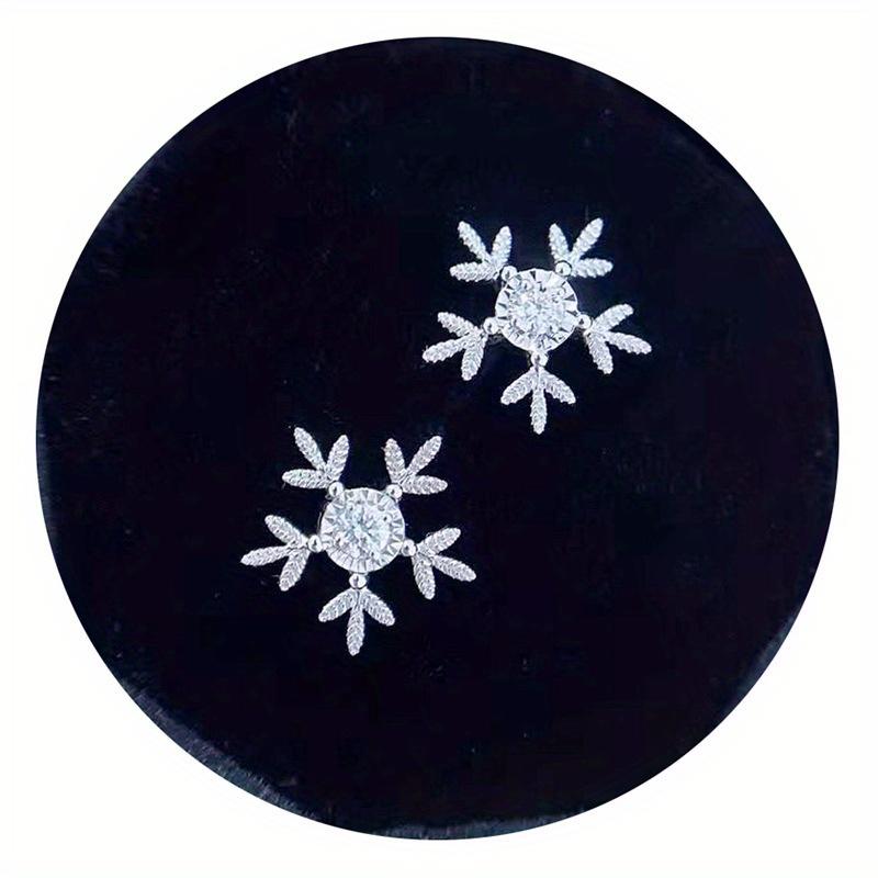 1 Paire de Boucles d'Oreilles Tendance, Boucles d'Oreilles Délicates Flocon de Neige de Noël Étincelantes en Zircon Synthétique, Boucles d'Oreilles Multifonctionnelles pour le Nouvel An
