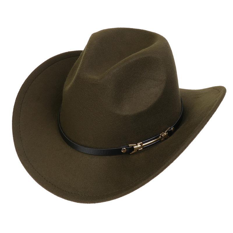Western Cowboy Top Hat Spring And Autumn New Jazz Hat Big Brim Pentagram Belt Accessories Felt Hat Men And Women