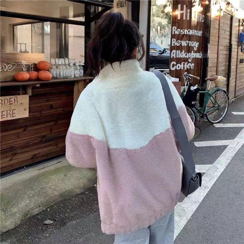 Women's Autumn Winter Fashion Trend Fleece Lined Thickened Warm Half High Collar Coat