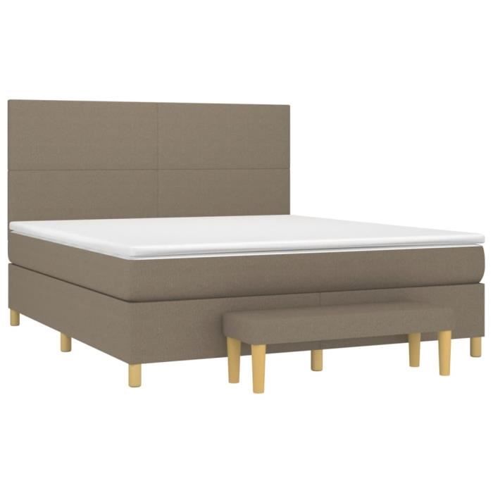 3137017 vidaXL Divan Bed with Mattress Taupe 180x200 Cm Fabric