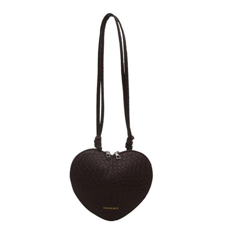 

Love small bag, new foreign style heart-shaped messenger bag, white, black, red, khaki A