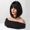 Bob Black Synthetic Wig with Bangs for Women Afro Short Dark Straight Wigs Cosplay Halloween Natural Hair Lolita Heat Resistant