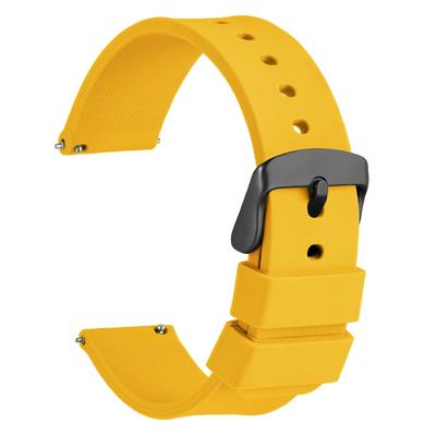 Rubber Belt Silicone 14mm Waterproof Watch Replacement Strap Quick Release Rubber Watch Band Buckle [WOCCI] Yellow/Black