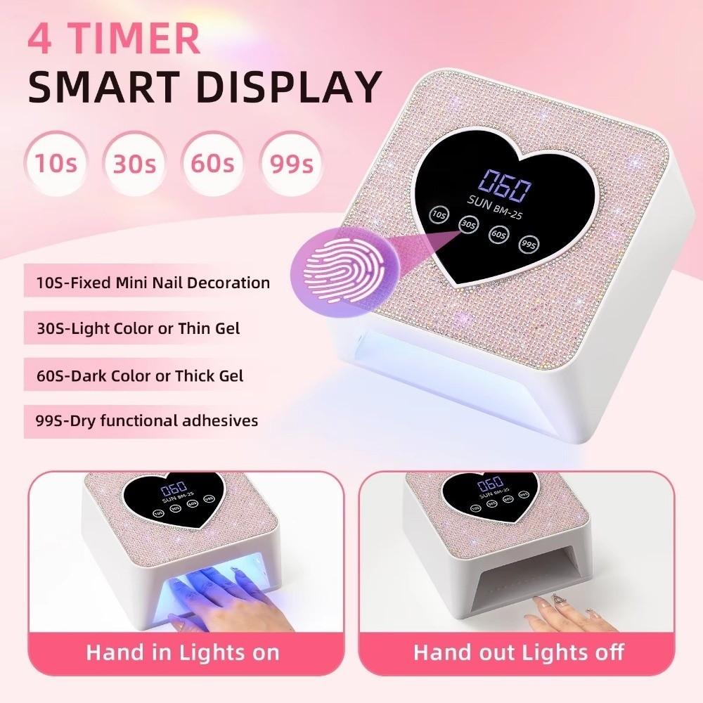 Fast Curing UV Nail Lamp Rhinestone Heart Shape Nail Dryer Machine Nail Dryer Lamp  Pedicure Use