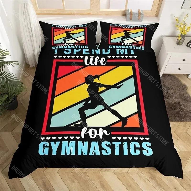 Set Copripiumino Sport Ginnastica Arcobaleno Acquerello Tie Dye Set Biancheria da Letto Queen Microfibra Coperta Trapuntata Cheerleading Per Amante dello Yoga