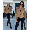 Manteau en laine simple pour femme à col tailleur britannique