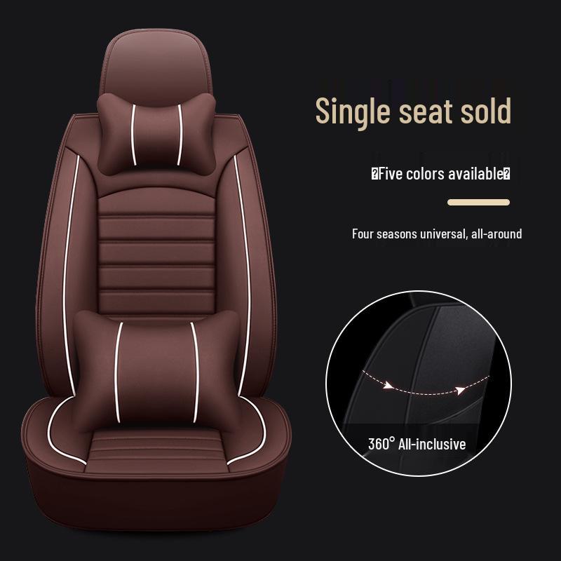 Leather Four-Season Car Seat Cushion for Sedan - Winter Ready, Full Surround Cover for Single Seat