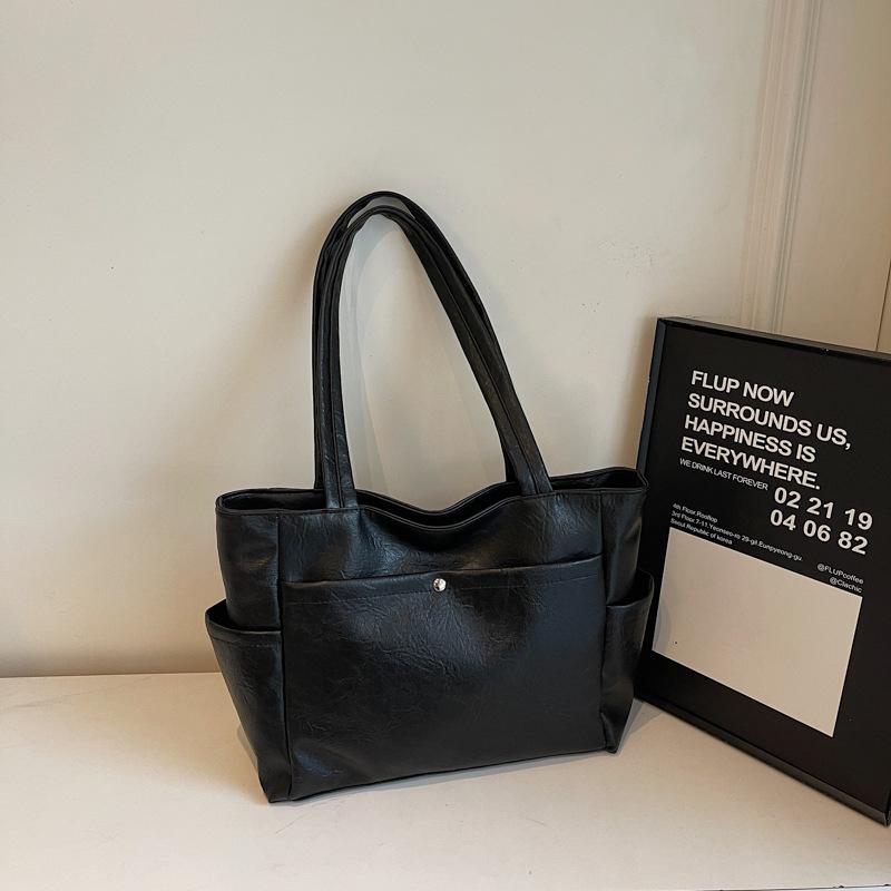 2025 summer new foreign temperament simple large-capacity tote bag fashion trend women's casual shoulder bag