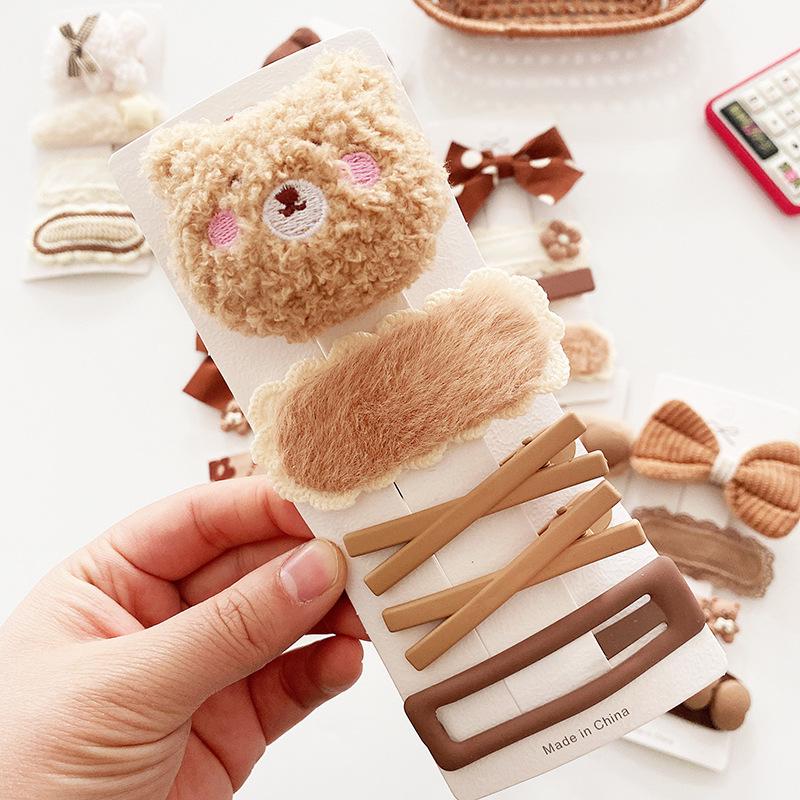 Autumn Coffee Color Cartoon Princess Hairpins Children Girl Kid Baby Hair Clip Barrettes Accessories Hairclip Headwear Headdress