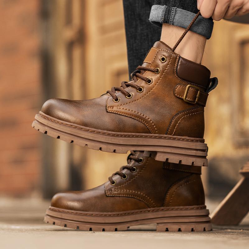 Men Shoes Men's Autumn Winter Motorcycle Boots British Style Basic Boots Outdoor Motorcycle Men's High-top Fashion Casual Shoes