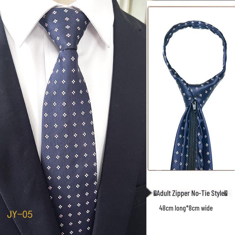 Men's 7cm Easy-Pull Zipper Tie, 1200-Needle Yarn-Dyed Polyester