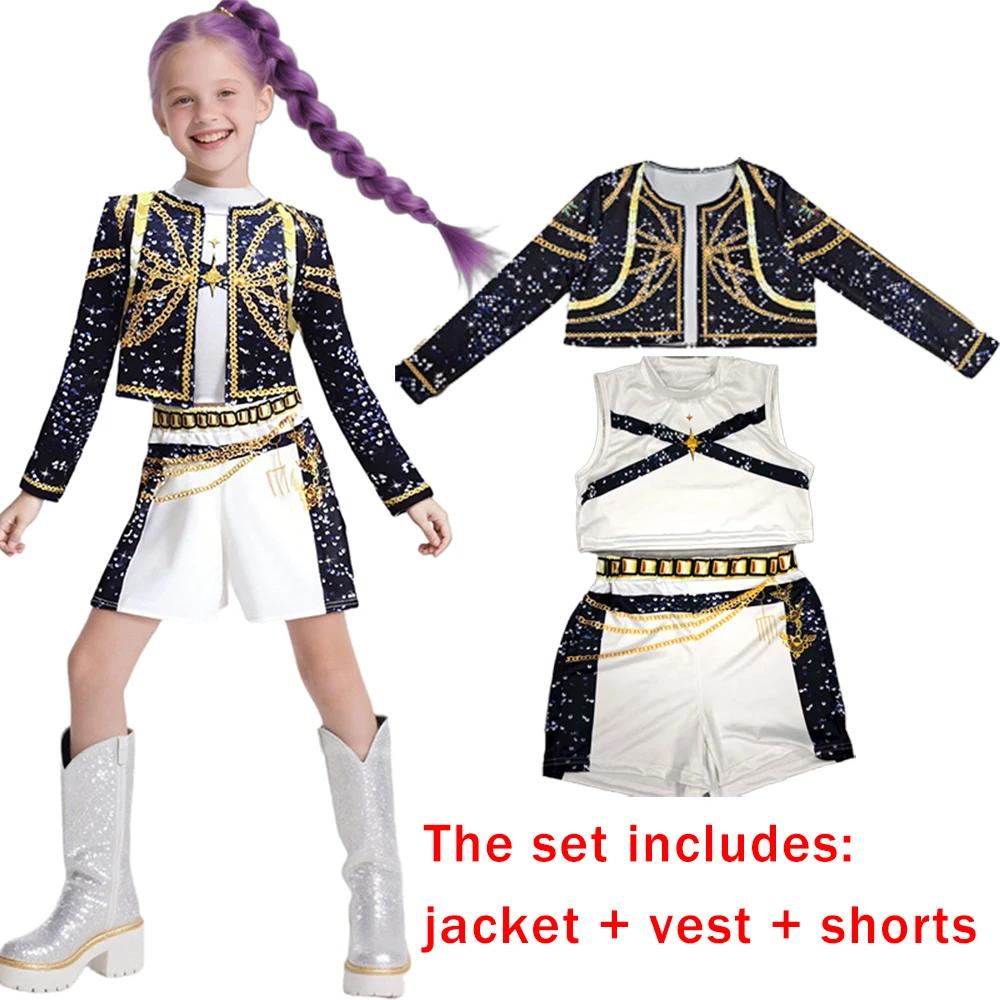 Déguisement d'Halloween Rumi Cosplay Costume de Guerrier Perruque Déguisement Fille Rummy Cadeau d'Anniversaire Ensemble de Vêtements de Performance pour Carnaval 110 beige