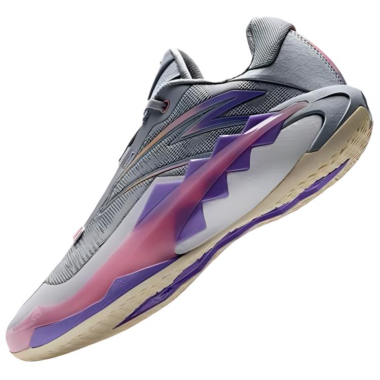Anta Crazy 1 Trendy Shock Absorbing Durable Low Top Basketball Shoes Men sneaker Gray Purple 112421106S-1
