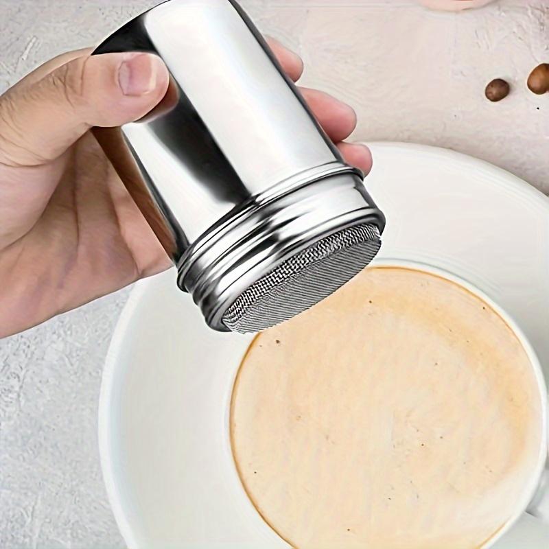 1pc Stainless Steel Powder Sugar Shaker, Fine Mesh, with Lid, for Baking Soda, Cocoa, Cornstarch, Coffee, Flour, Industrial Food Supply Equipment