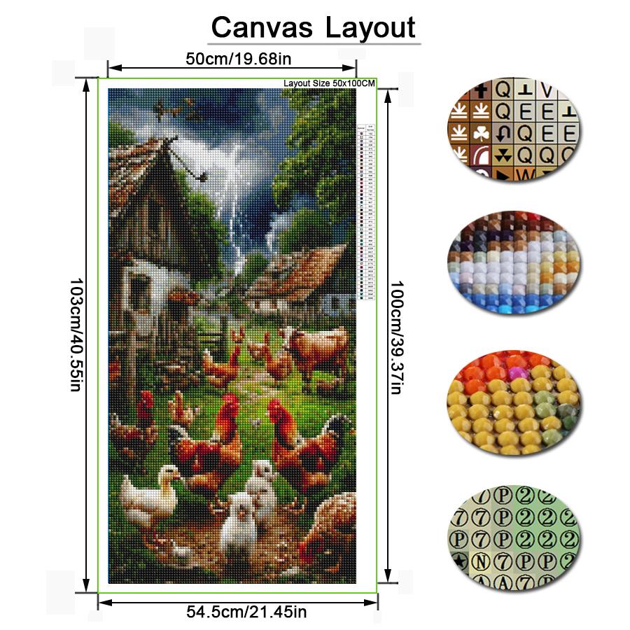 Diy Diamond Mosaic Poultry Chicken and Cattle Large Size Diamonds Painting Full Drill Rhinestone Embroidery Jewelry Cross Stitch Kits Wall Decor