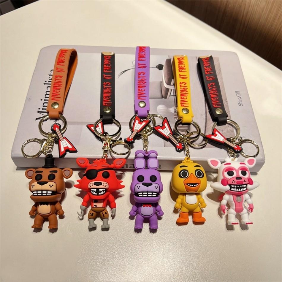 5PCS Cartoon Game Action Figure FNAF Freddy's Fazbear Bear Doll Model Toy Five Nights Freddy Keychain For Gift