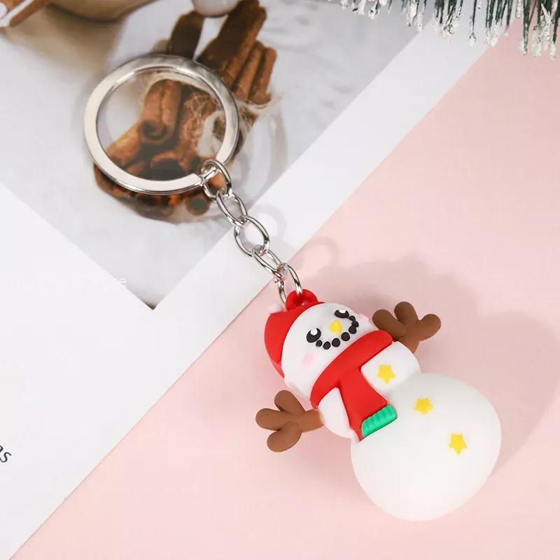 Cute Santa Claus PVC soft rubber key chain pendant cartoon snowman doll bag ornaments holiday gifts