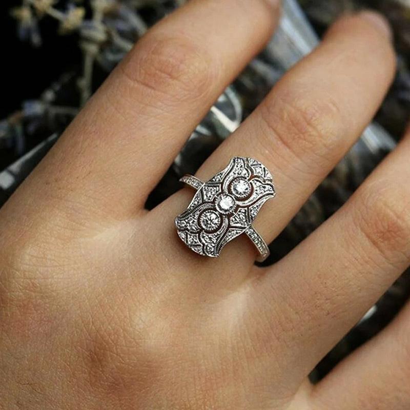 CAOSHI Delicate Lady Engagement Party Ring with Brilliant Zirconia Gorgeous Finger Jewelry for Wedding Ceremony Graceful Gift