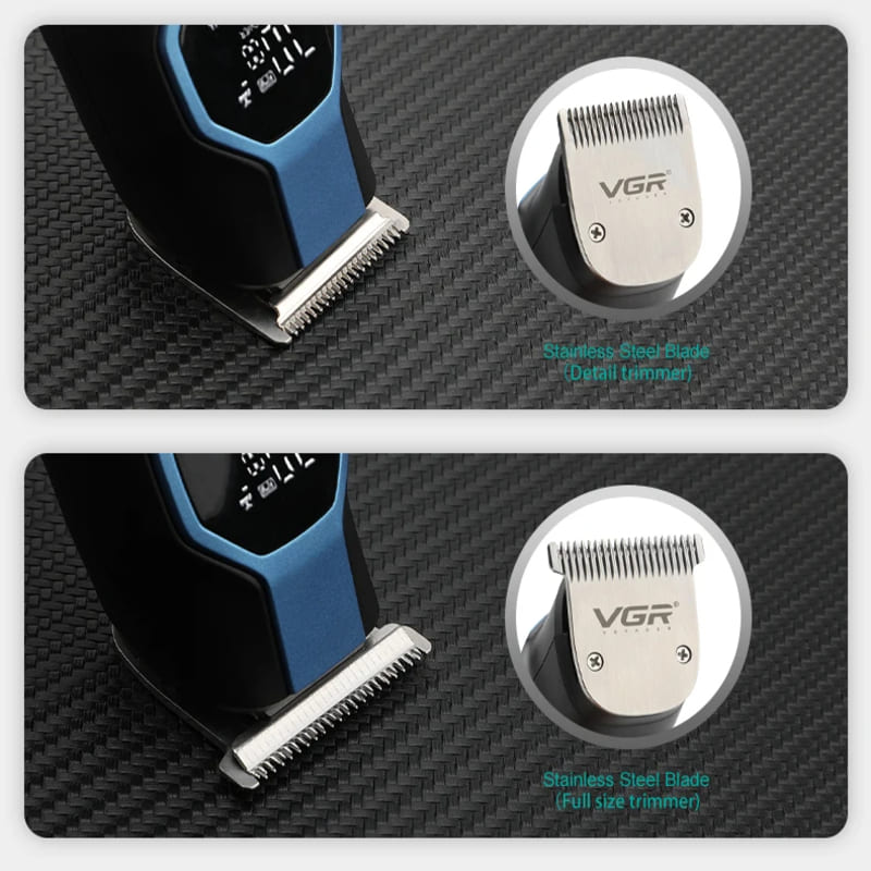 Men's Multi-function Digital Display Large Battery Long-lasting Hair Clipper Five-in-one Set Nose Hair and Sideburns Trimmer Razor Grooming Essential