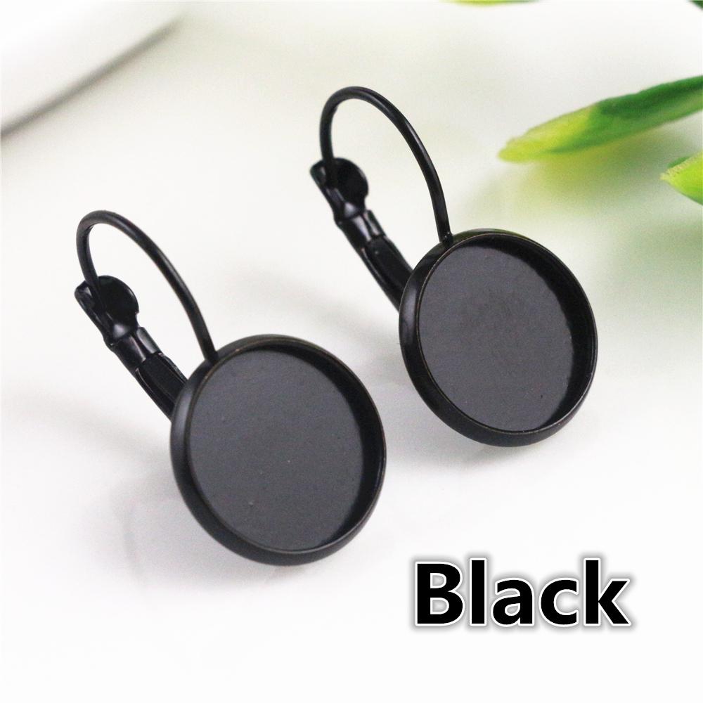 8-20mm 10pcs Classic Colors Plated French Lever Back Earrings Base,Fit 8-20mm Glass cabochons Earring Blank Supplies for Jewelry 20mm