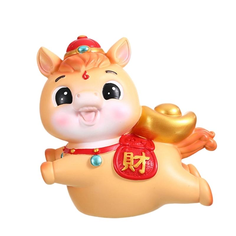 Artistic Resins Horse Miniature Statue Traditional Zodiacs Design Desktop Decoration Chinese New Year Holiday Gift