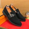 New Men Business Loafers Black Brown PU Men Casual Fashionable Buckle Leather Shoes Men Business Office Travel Shoes Size 38-48
