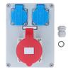 Boîtier de Prise Murale Double Prises 15A à 3 Broches et 1 Prise CEE 32A à 5 Broches Structure avec Interrupteur Principal Répartiteur de Puissance IP44 Eau