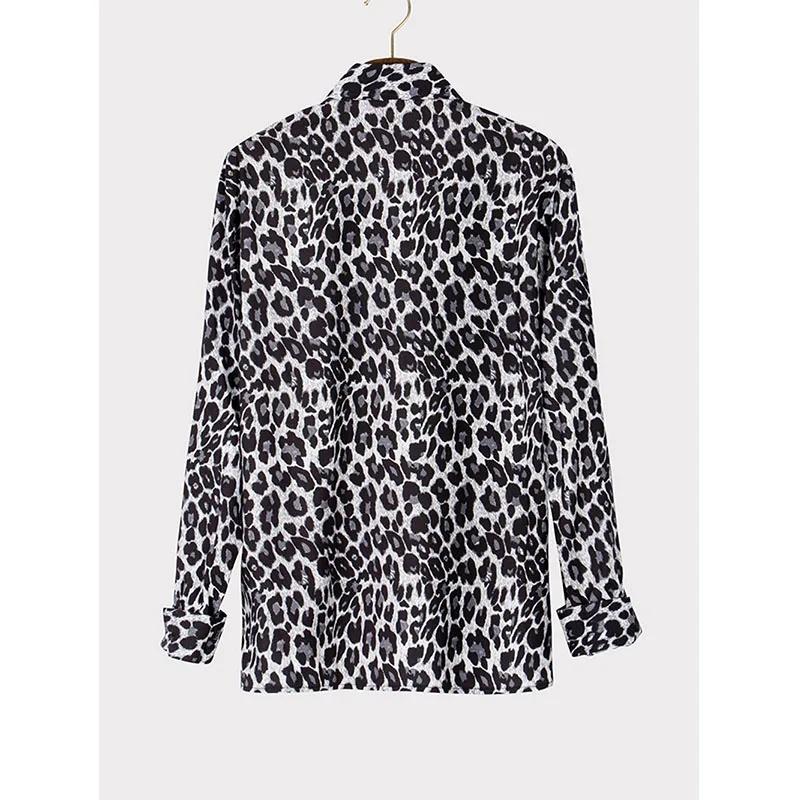 Fashionable Leopard Print Long Sleeved Shirt for Men's Personalized Street Casual Shirt