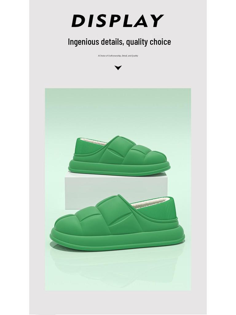 Men's and Women's Waterproof Cotton Slippers: 2024 Autumn/Winter Non-Slip Wrap-Heel, Plus Velvet for Indoor Warmth.