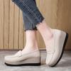 Ladies Platform Loafers Casual Elegant Black Leather Women Thick Sole Shake Shoe Plus Size