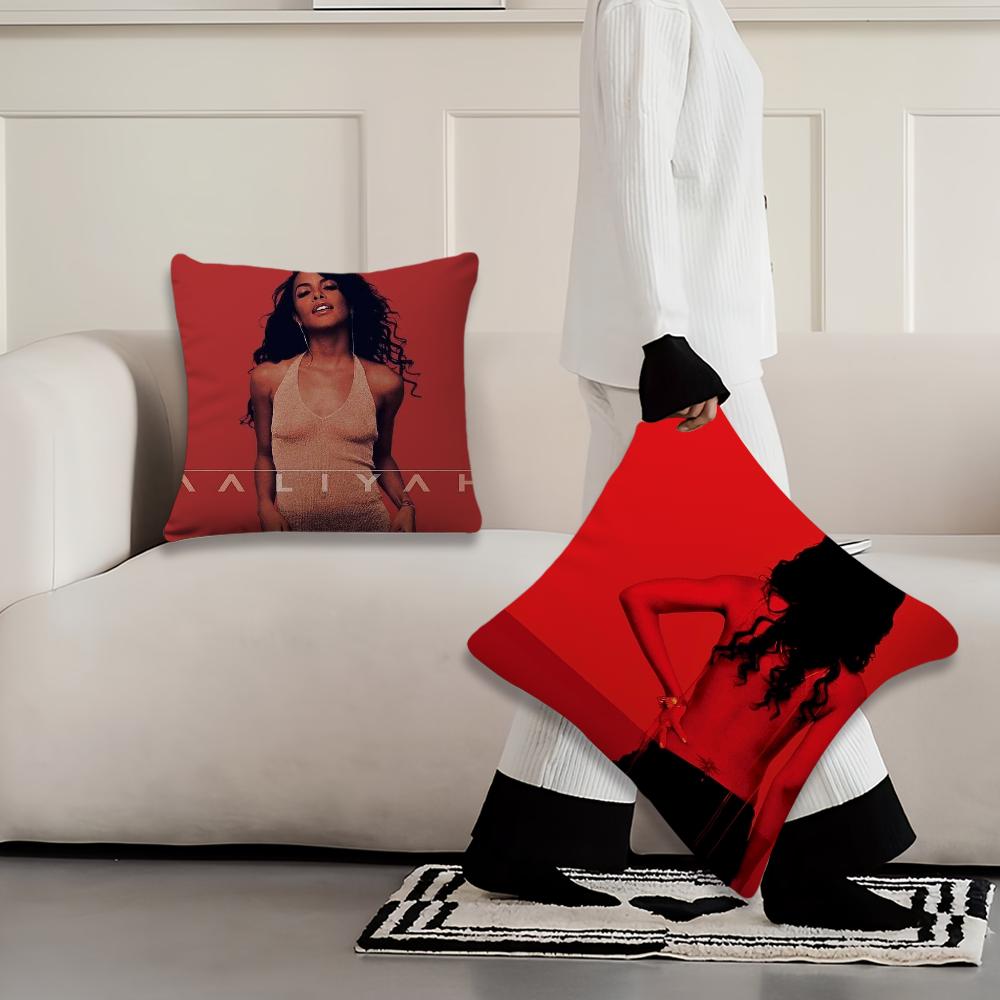 Red A-AaliyahS Album Pillow Case For Sofa Bedside Table Bedroom Backrest Living Office Cushion Printed Square Multiple