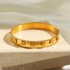 ZAKOL Trendy Lucky Five Leaved Flower Stainless Steel Bangles For Women Girls Gold Color Metal Wristlet Bracelets Zircon Gifts