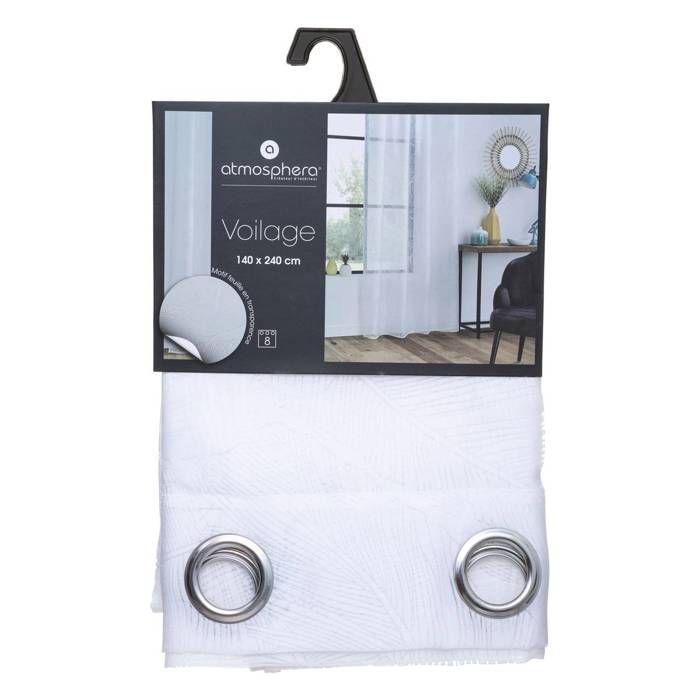 Voilage "Devo" Blanc 140x240cm - Atmosphera Createur D'interieur