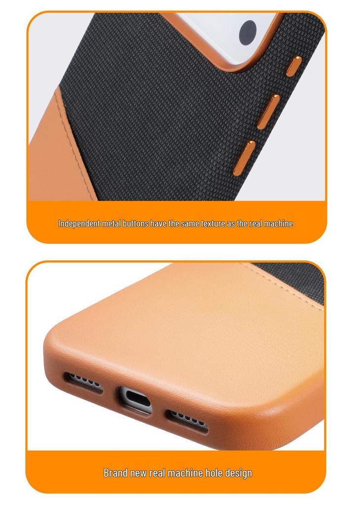 iPhone 17 Pro Max Leather Magnetic Anti-Fall Case with Color Splicing